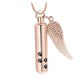 J-525 Cylinder with Paw Prints and Wing – Pendant with Chain - Rose Gold