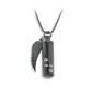 J-527 Cylinder with Paw Prints and Wing - Pendant with Chain - Black