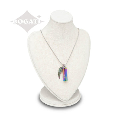J-527 Cylinder with Paw Prints and Wing - Pendant with Chain