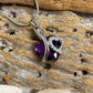 Purple Glass Heart with Rhinestones - Pendant with Chain