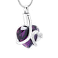 Purple Glass Heart with Rhinestones - Pendant with Chain