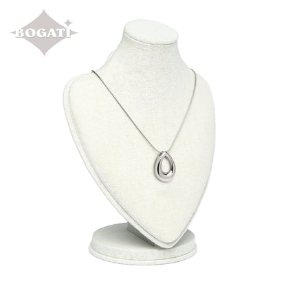 J-575 - Rounded Teardrop - Silver-tone - Pendant with ChainJ-575 - Rounded Teardrop - Silver-tone - Pendant with Chain