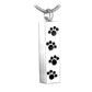 J-600 Bar with Four Paw Prints - Silver-tone - Pendant with Chain