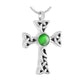 J-601 - Celtic Cross with Green Stone - Pendant with Chain