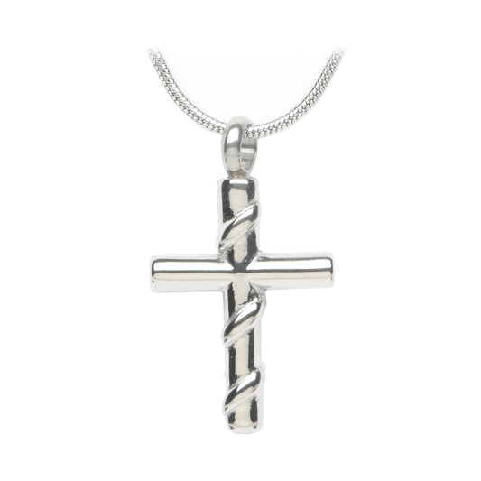 J-612 - Cross with Silver Vine - Silver-tone - Pendant with Chain