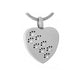 J-623 - Silver-tone Heart with Paw Print Rhinestones - Pendant with Chain - Clear