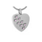 J-623 - Silver-tone Heart with Paw Print Rhinestones - Pendant with Chain - pINK