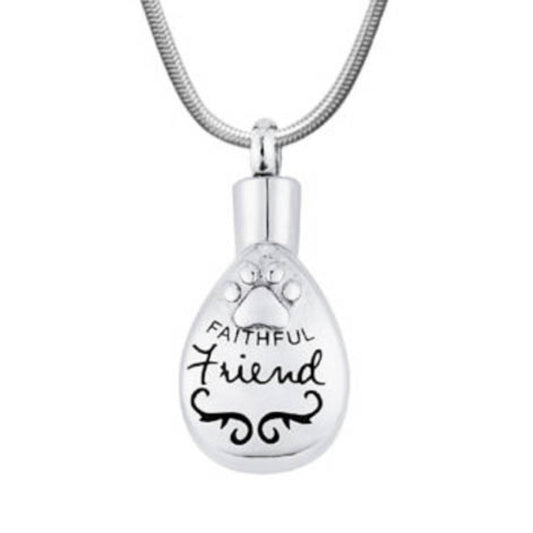 J-627 - Faithful Friend Teardrop- Silver-tone - Pendant with Chain