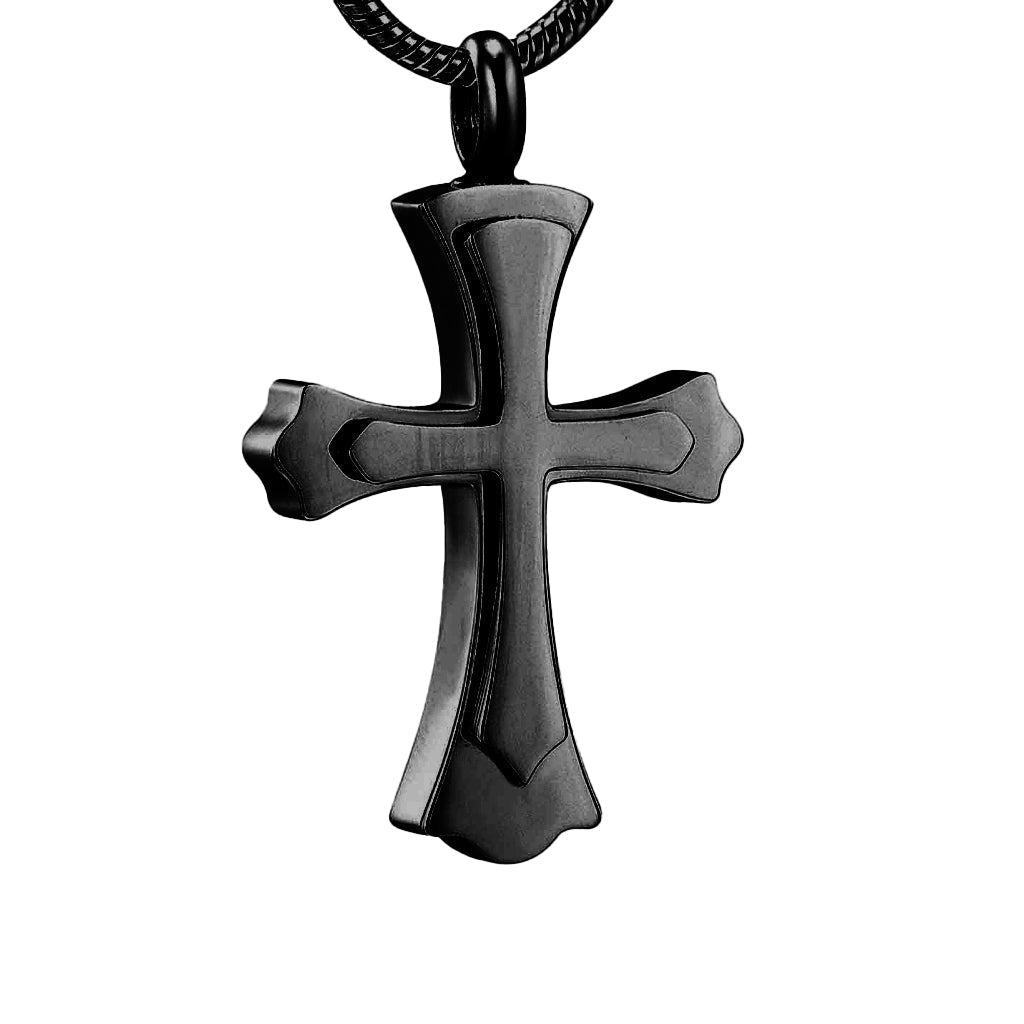 J - 632 - Templar - Look Cross Pendant With Chain Black