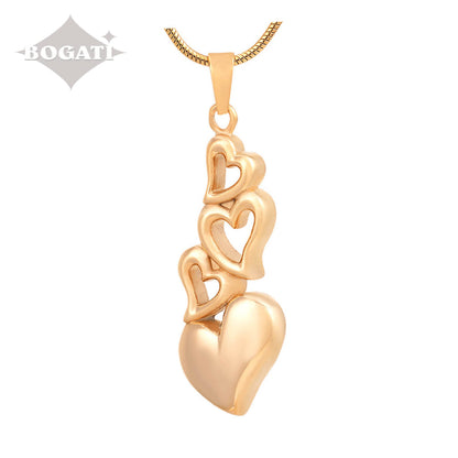J-6779 - Four Hearts - Gold-tone - Pendant with Chain