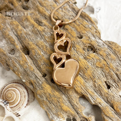 J-6779 - Four Hearts - Rose Gold-tone - Pendant with Chain