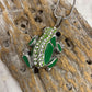 J-7455 - Green Frog with Rhinestones - Pendant with Chain