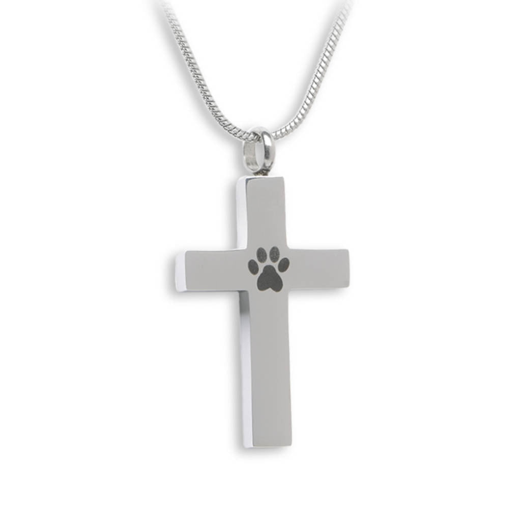 J-785 Cross with Pawprint - Pendant with Chain