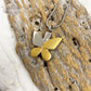 J-7950 - Double Tone Butterfly - Silver & Gold-tone - Pendant with Chain