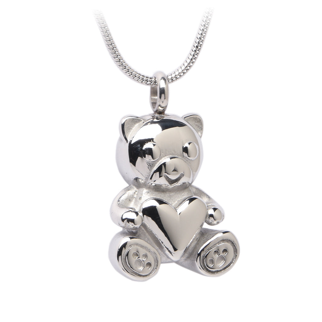 J-800 - Teddy Bear Pendant With Chain Silver