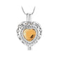 J-806 Silver-tone Heart Locket with Birthstone Simulated Gem November