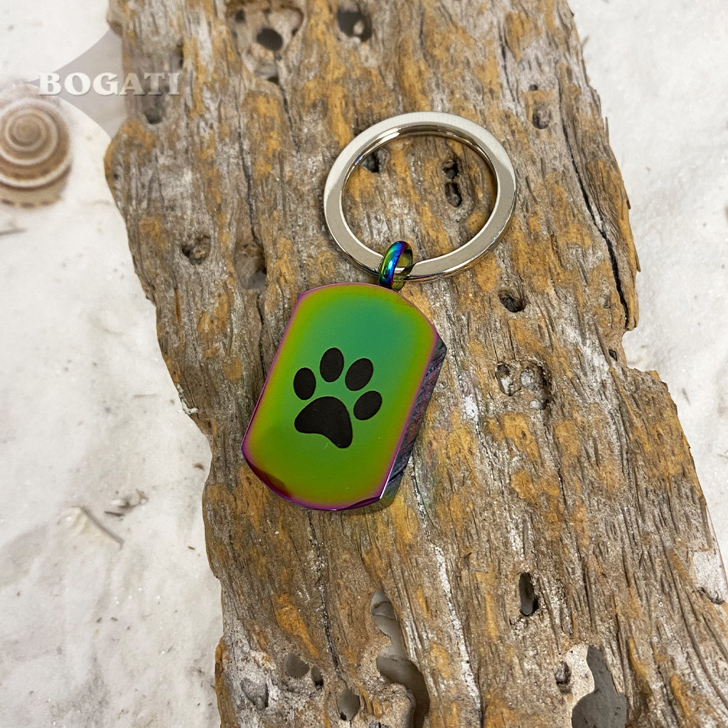 J-819 Black Paw Print Tag Keychain