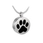 J-880 - Black Paw Print - Silver-tone - Pendant with Chain