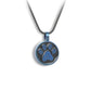 J-886 - Circle with Paw Print - Pendant with Chain - Blue