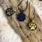 J-886 - Circle with Paw Print - Pendant with Chain