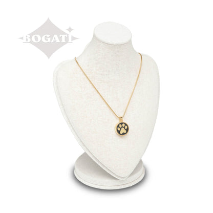 J-886 - Circle with Paw Print - Pendant with Chain