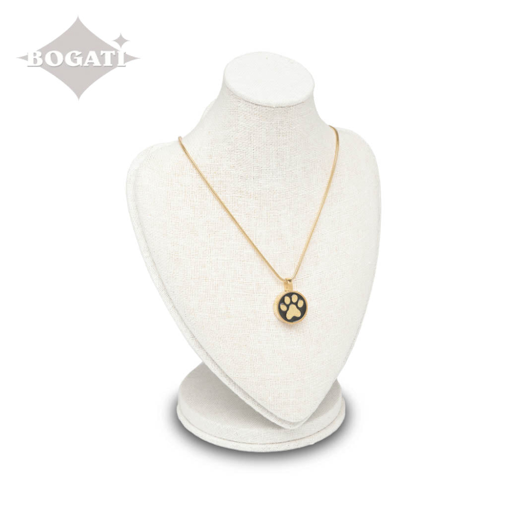 J-886 - Circle with Paw Print - Pendant with Chain