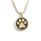 J-886 - Circle with Paw Print - Pendant with Chain - Gold