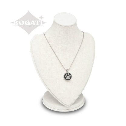 J-886 - Circle with Paw Print - Pendant with Chain