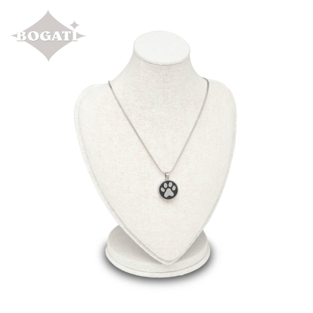 J-886 - Circle with Paw Print - Pendant with Chain