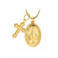 J-908 - Virgin Mary and Cross - Pendant with Chain - Gold