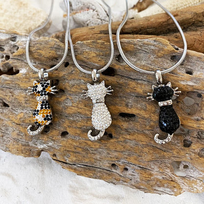 J-921 - Cat With Rhinestones Pendant Chain