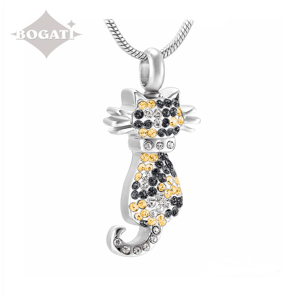 J-921 - Cat With Rhinestones Pendant Chain