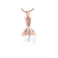 J-932 -White Pearl with Rhinestones - Rose Gold-tone - Pendant with Chain