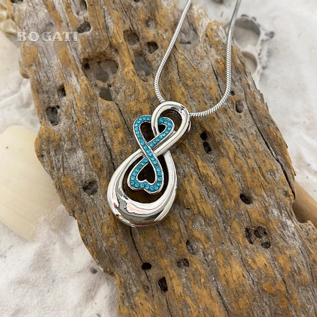 J-993 - Double Infinity with Rhinestones - Pendant with Chain