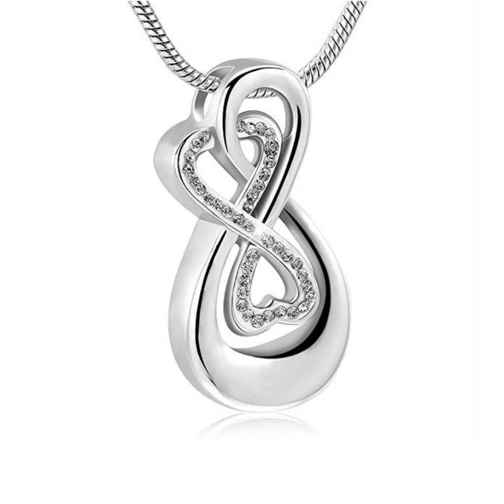 J-993 - Double Infinity with Rhinestones - Pendant with Chain - Clear