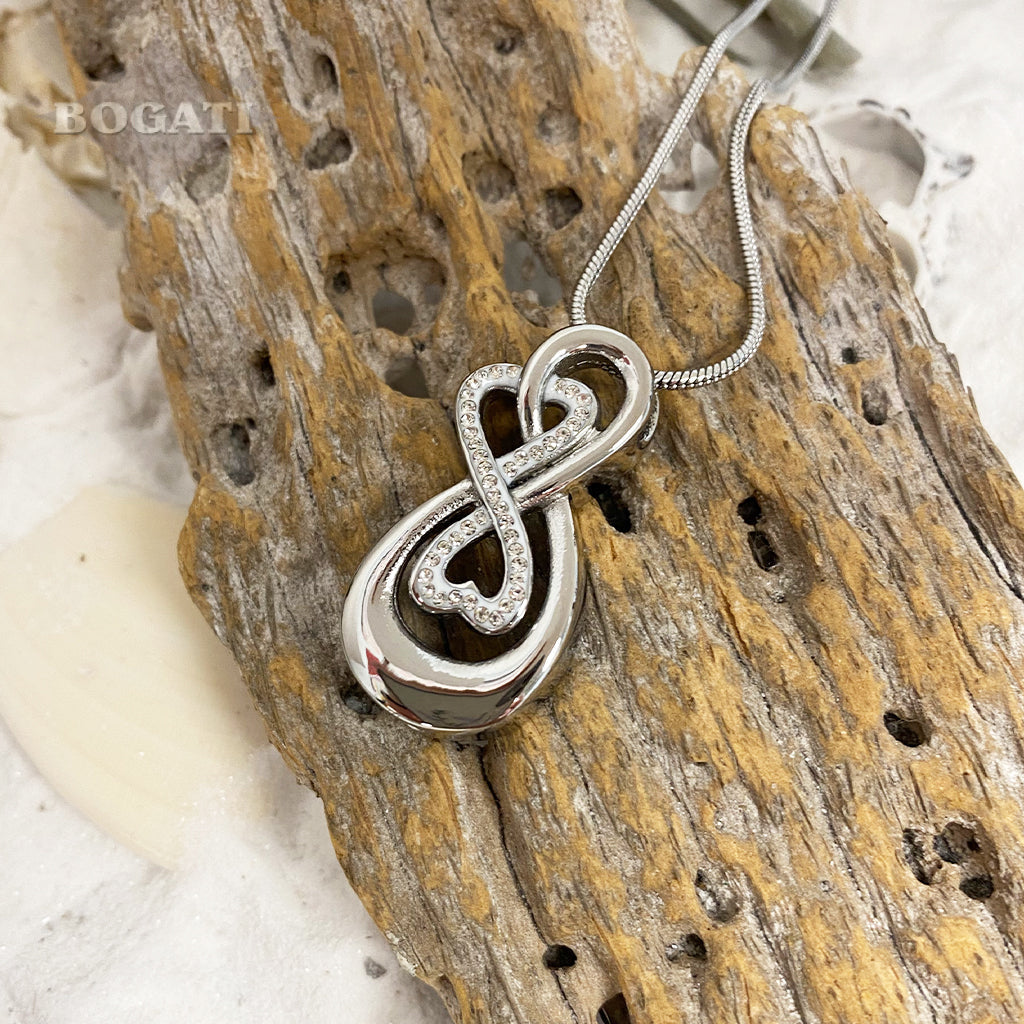 J-993 - Double Infinity with Rhinestones - Pendant with Chain