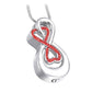 J-993 - Double Infinity with Rhinestones - Pendant with Chain - Red