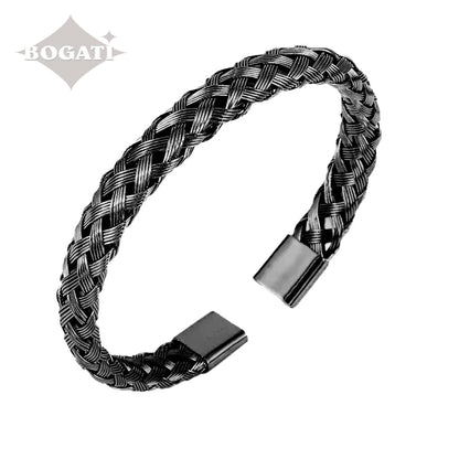 J-BANGLE-18 - Woven Bangle - Cremation Bracelet - Black
