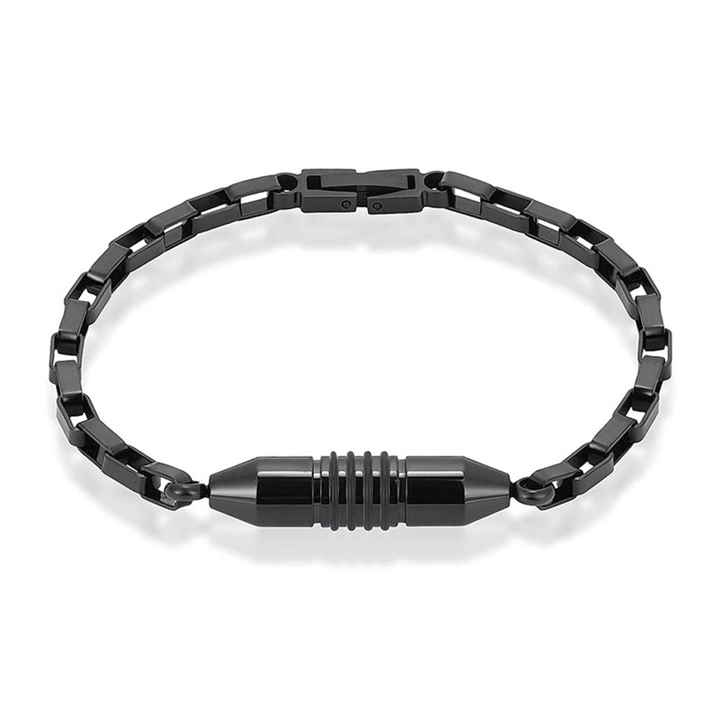 J-BRAC-08 Box Link Bracelet Black-tone - 7.5”