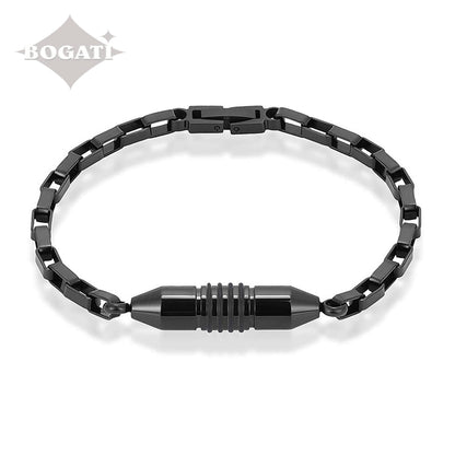 J-BRAC-08 Box Link Bracelet Black-tone - 7.5”