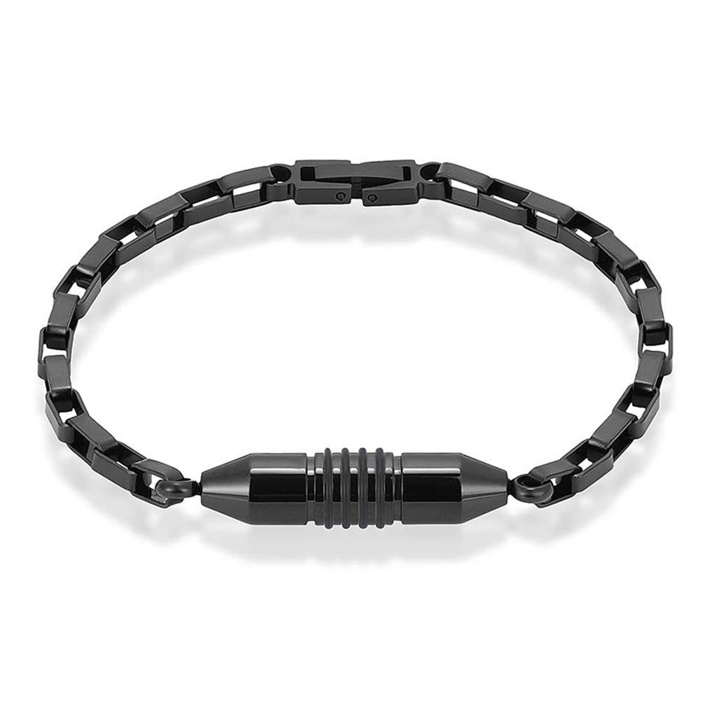 J-BRAC-08 Box Link Bracelet Black-tone - 8.5”