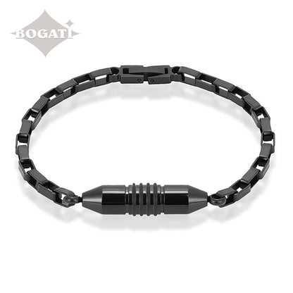 J-BRAC-08 Box Link Bracelet Black-tone - 8.5”