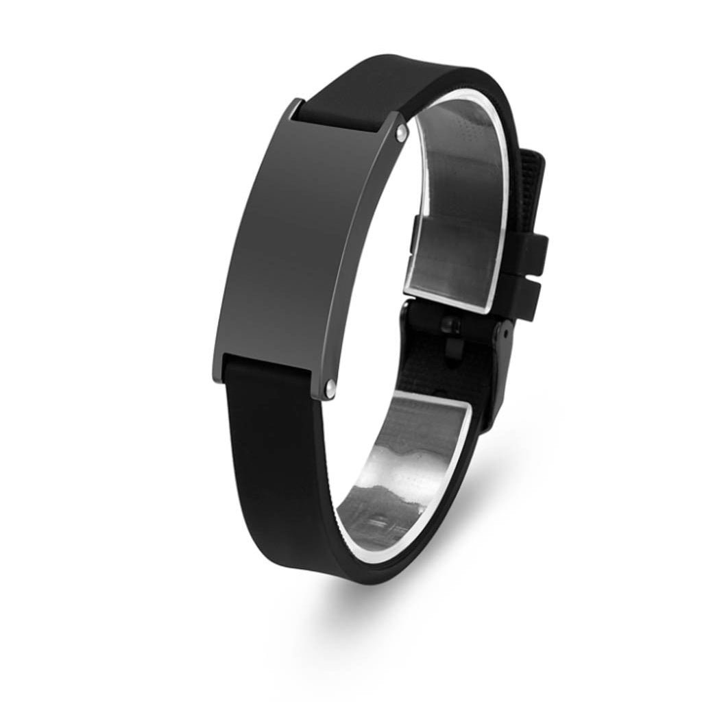 J-Brac-10 Black Silicone Strap Bracelet With Plaque