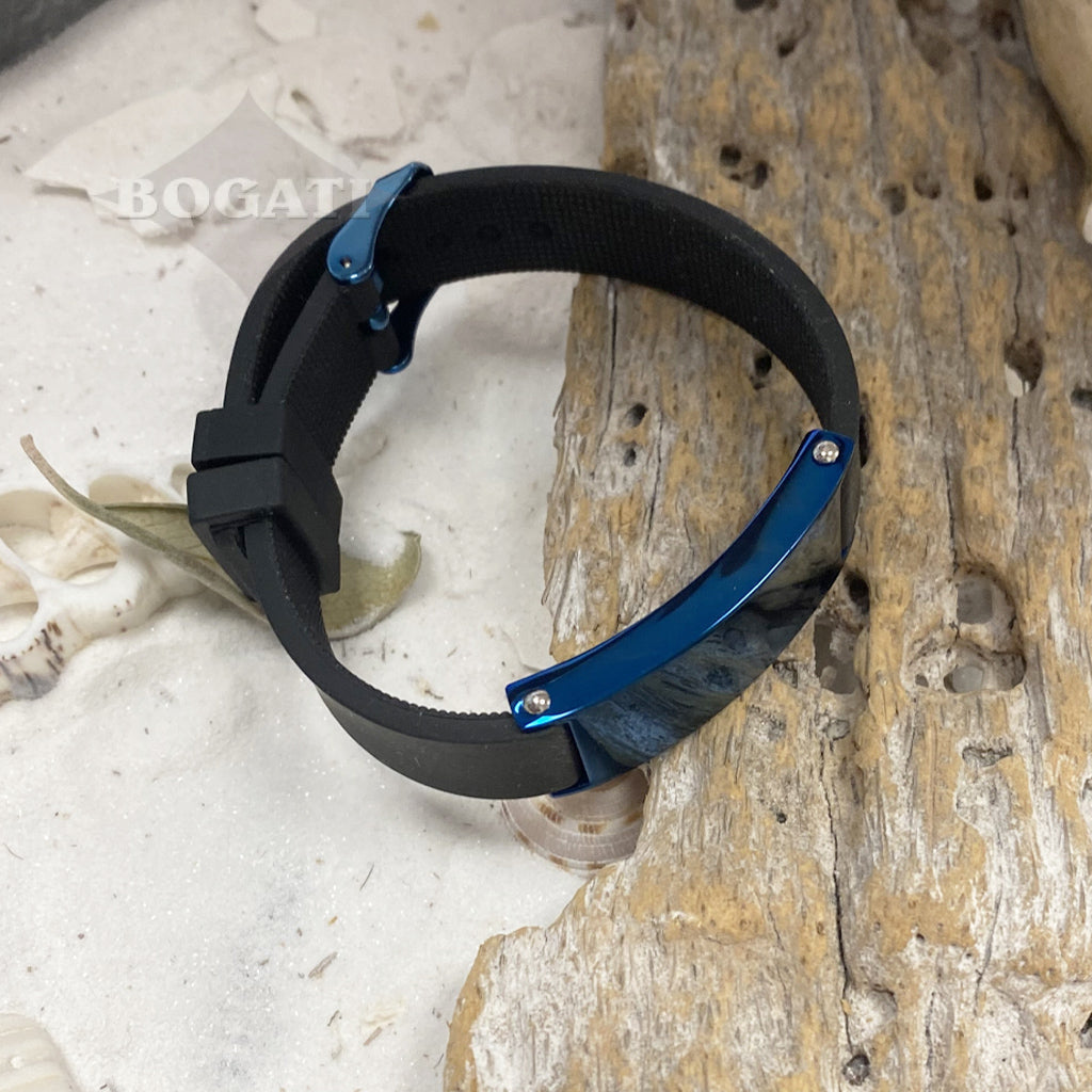 J-Brac-10 Black Silicone Strap Bracelet With Plaque