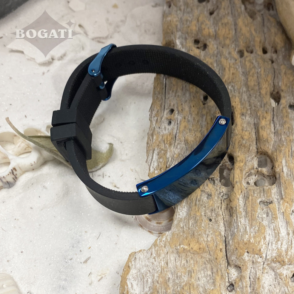 J-Brac-10 Black Silicone Strap Bracelet With Plaque