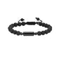 J-BRAC-15 Black Lava Stone Bracelet with black -tone Cylinder - 7.5"