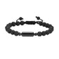 J-BRAC-15 Black Lava Stone Bracelet with black -tone Cylinder - 8.5"