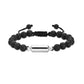 J-BRAC-15 Black Lava Stone Bracelet with Silver-tone Cylinder - 8.5"