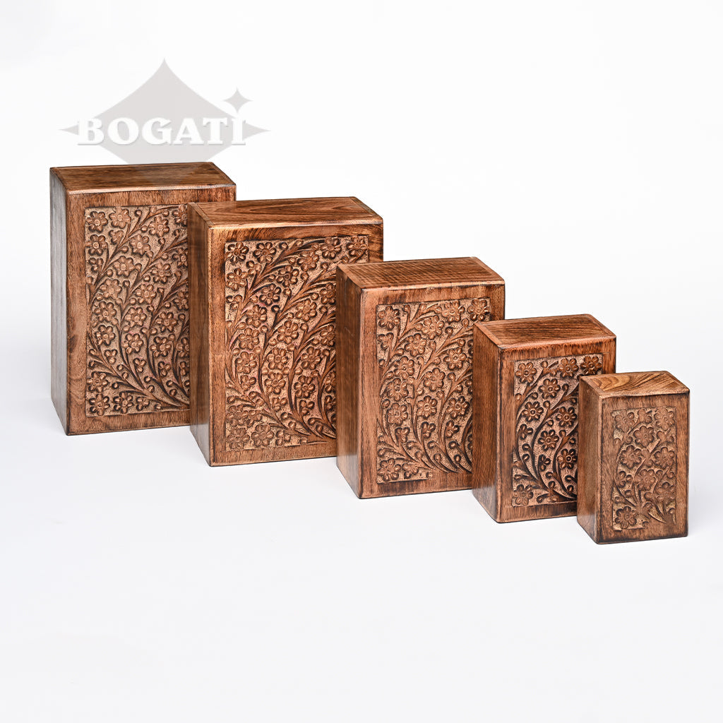 SMALL Mango wood Urn -2820 - Tree of Life