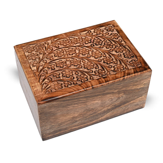 LARGE Mango wood Urn -2820 - Tree of Life